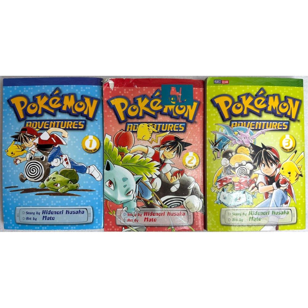 Pokemon Adventures Manga Lot Vol 1 2‎ 3 Hidenori Kusaka Mato Viz Media